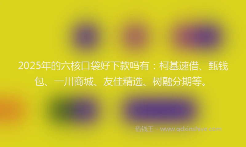 2025年的六核口袋好下款吗有：柯基速借、甄钱包、一川商城、友佳精选、树融分期等。