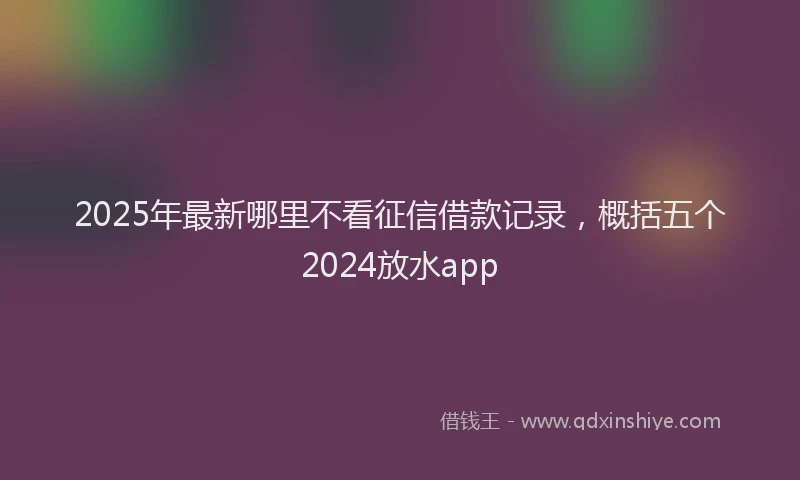 2025年最新哪里不看征信借款记录，概括五个2024放水app