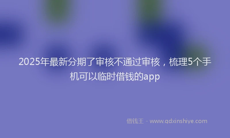 2025年最新分期了审核不通过审核，梳理5个手机可以临时借钱的app