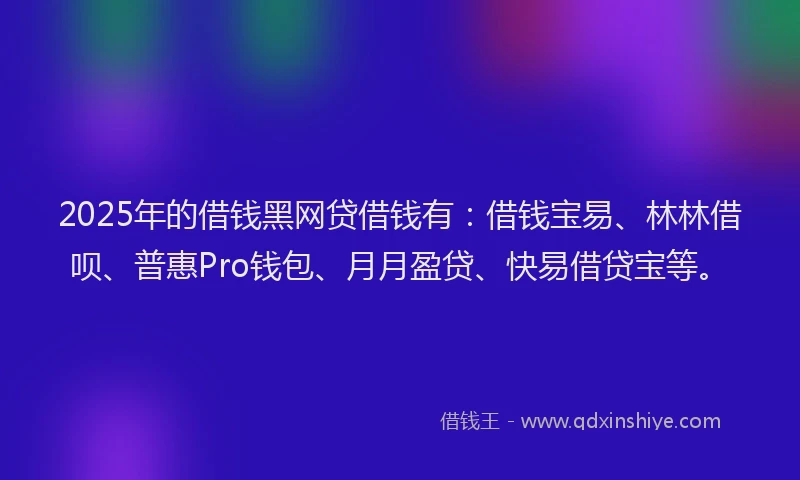 2025年的借钱黑网贷借钱有：借钱宝易、林林借呗、普惠Pro钱包、月月盈贷、快易借贷宝等。