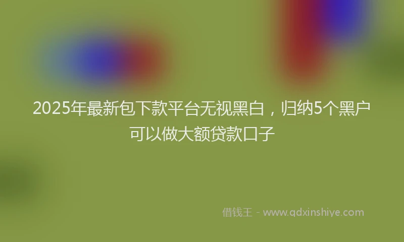 2025年最新包下款平台无视黑白，归纳5个黑户可以做大额贷款口子
