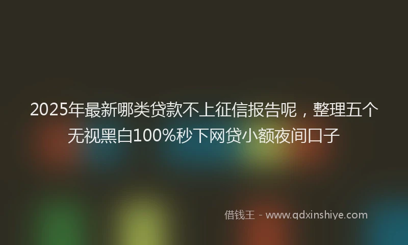 2025年最新哪类贷款不上征信报告呢，整理五个无视黑白100%秒下网贷小额夜间口子