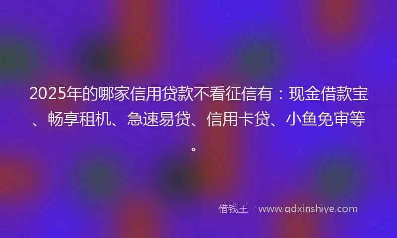 2025年的哪家信用贷款不看征信有：现金借款宝、畅享租机、急速易贷、信用卡贷、小鱼免审等。