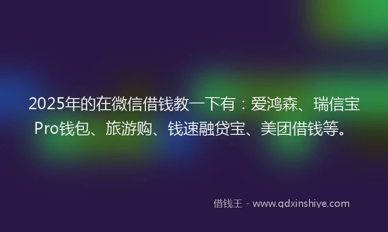 2025年的在微信借钱教一下有：爱鸿森、瑞信宝Pro钱包、旅游购、钱速融贷宝、美团借钱等。
