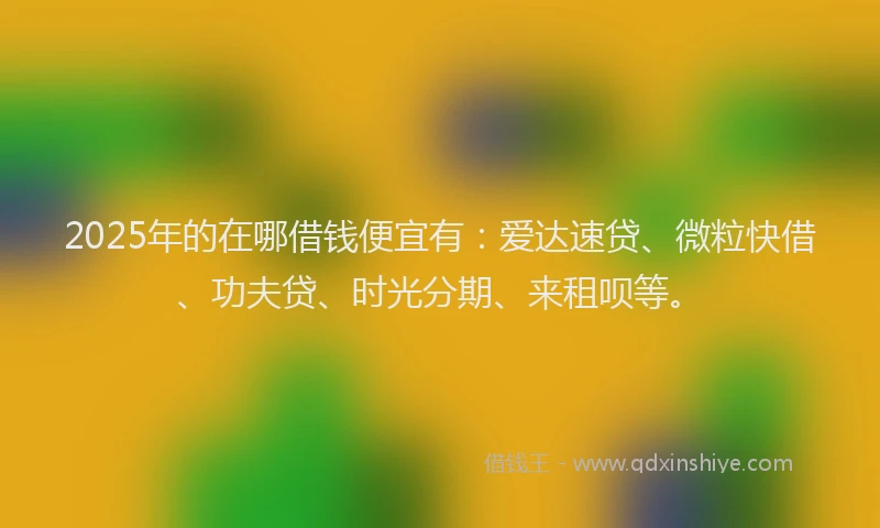 2025年的在哪借钱便宜有：爱达速贷、微粒快借、功夫贷、时光分期、来租呗等。