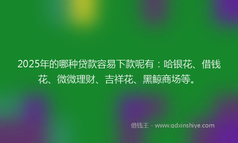 2025年的哪种贷款容易下款呢有：哈银花、借钱花、微微理财、吉祥花、黑鲸商场等。