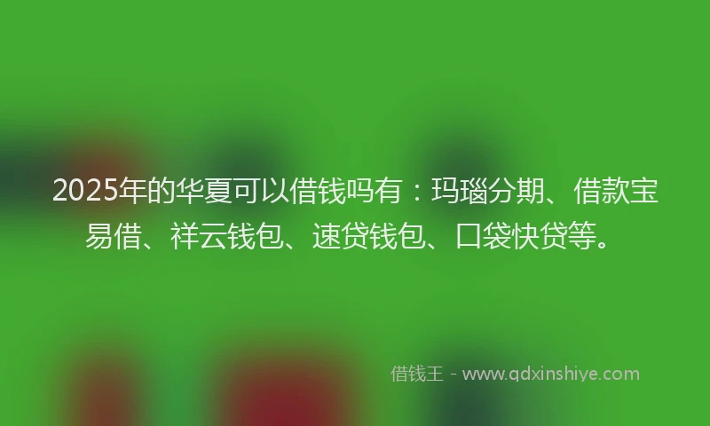 2025年的华夏可以借钱吗有：玛瑙分期、借款宝易借、祥云钱包、速贷钱包、口袋快贷等。