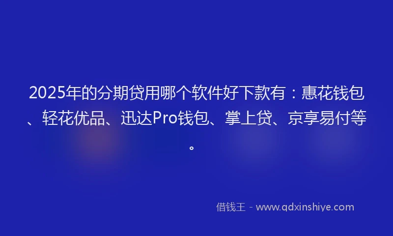 2025年的分期贷用哪个软件好下款有：惠花钱包、轻花优品、迅达Pro钱包、掌上贷、京享易付等。