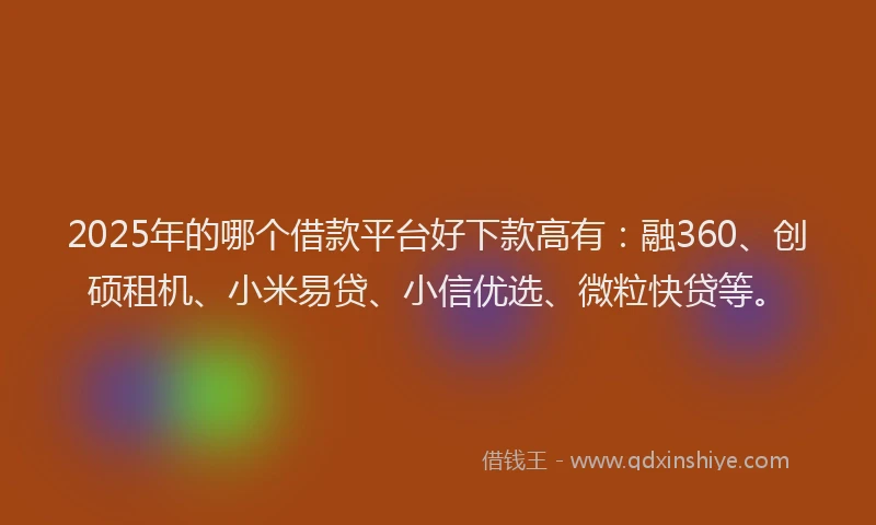 2025年的哪个借款平台好下款高有：融360、创硕租机、小米易贷、小信优选、微粒快贷等。