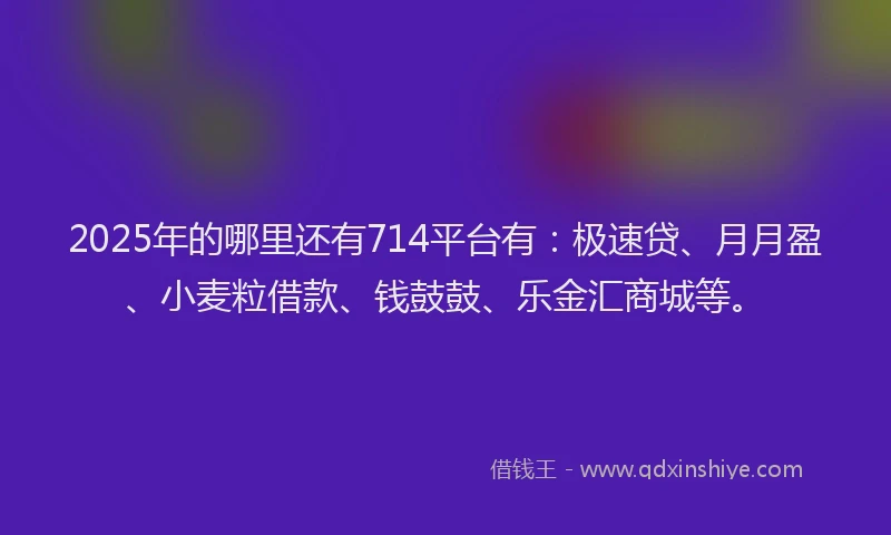 2025年的哪里还有714平台有：极速贷、月月盈、小麦粒借款、钱鼓鼓、乐金汇商城等。