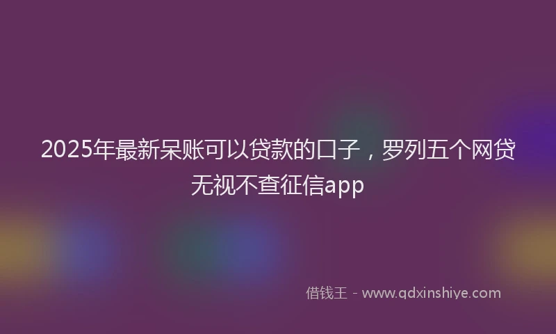 2025年最新呆账可以贷款的口子，罗列五个网贷无视不查征信app