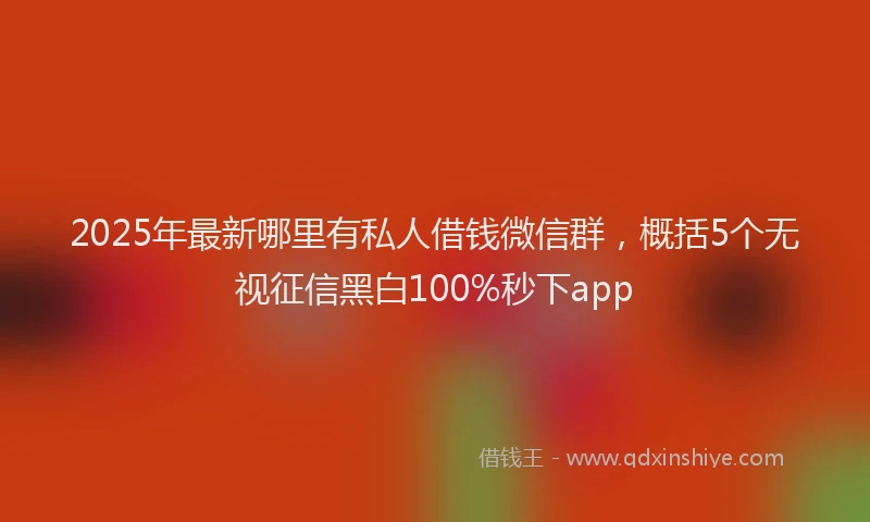 2025年最新哪里有私人借钱微信群，概括5个无视征信黑白100%秒下app