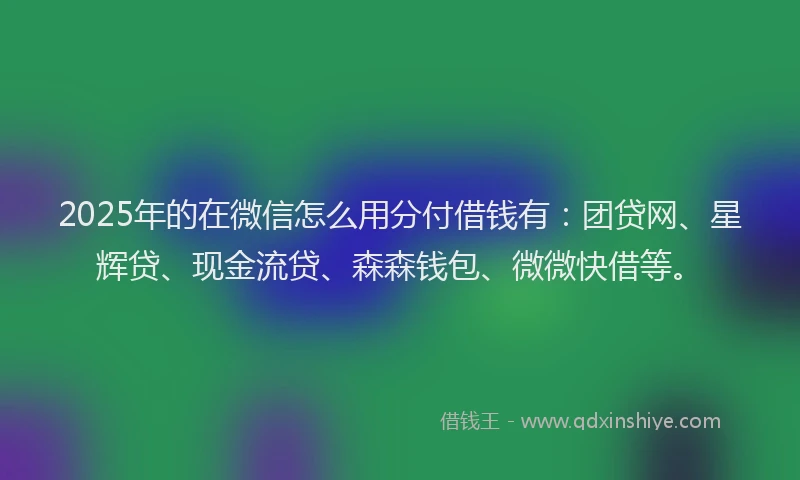 2025年的在微信怎么用分付借钱有：团贷网、星辉贷、现金流贷、森森钱包、微微快借等。