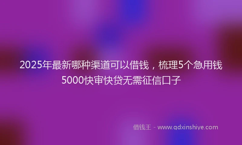 2025年最新哪种渠道可以借钱，梳理5个急用钱5000快审快贷无需征信口子