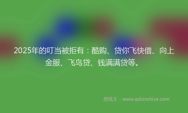 2025年的叮当被拒有：酷购、贷你飞快借、向上金服、飞鸟贷、钱满满贷等。