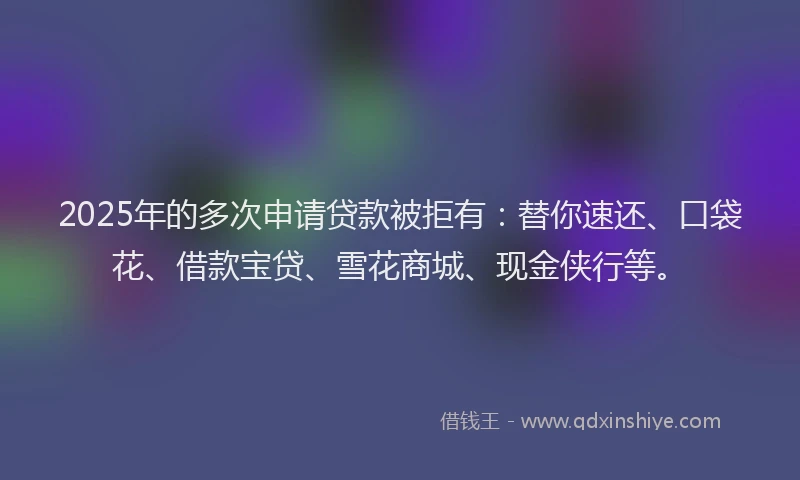 2025年的多次申请贷款被拒有：替你速还、口袋花、借款宝贷、雪花商城、现金侠行等。