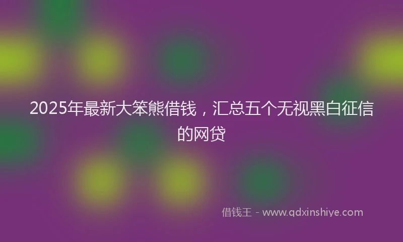 2025年最新大笨熊借钱，汇总五个无视黑白征信的网贷