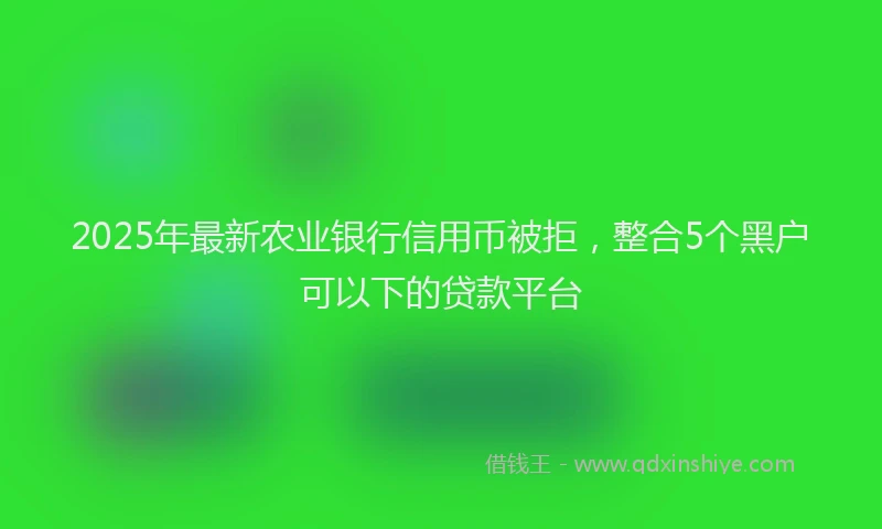 2025年最新农业银行信用币被拒，整合5个黑户可以下的贷款平台