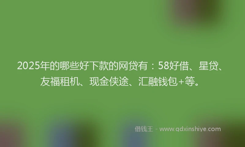 2025年的哪些好下款的网贷有：58好借、星贷、友福租机、现金侠途、汇融钱包+等。