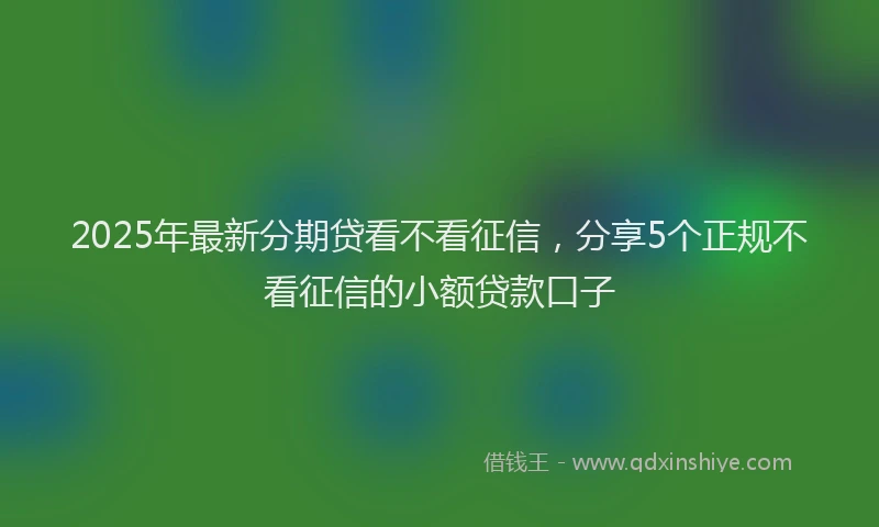 2025年最新分期贷看不看征信，分享5个正规不看征信的小额贷款口子