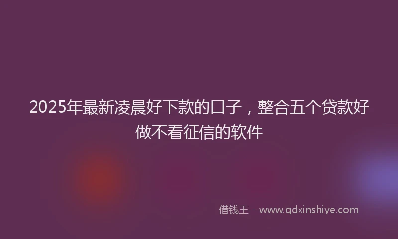 2025年最新凌晨好下款的口子，整合五个贷款好做不看征信的软件