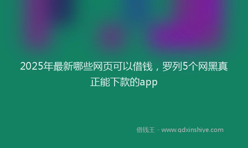 2025年最新哪些网页可以借钱，罗列5个网黑真正能下款的app