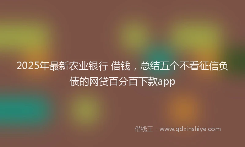 2025年最新农业银行 借钱，总结五个不看征信负债的网贷百分百下款app