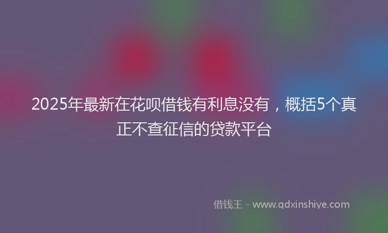 2025年最新在花呗借钱有利息没有，概括5个真正不查征信的贷款平台
