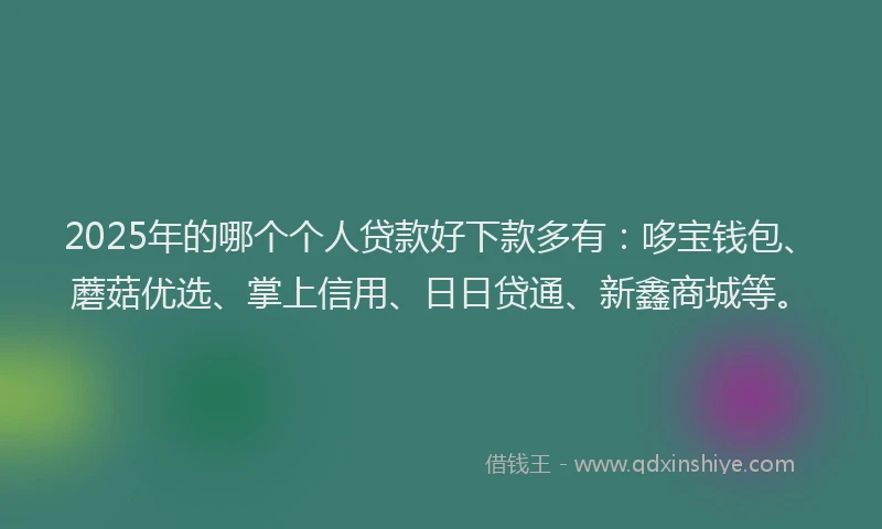 2025年的哪个个人贷款好下款多有：哆宝钱包、蘑菇优选、掌上信用、日日贷通、新鑫商城等。
