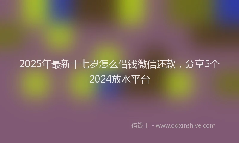 2025年最新十七岁怎么借钱微信还款，分享5个2024放水平台