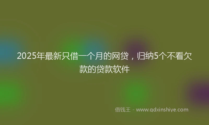 2025年最新只借一个月的网贷，归纳5个不看欠款的贷款软件