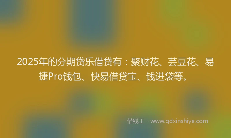 2025年的分期贷乐借贷有：聚财花、芸豆花、易捷Pro钱包、快易借贷宝、钱进袋等。