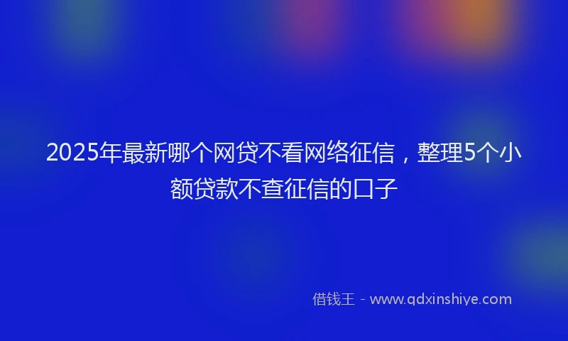 2025年最新哪个网贷不看网络征信，整理5个小额贷款不查征信的口子
