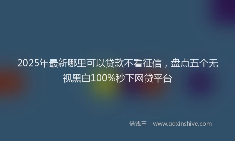 2025年最新哪里可以贷款不看征信，盘点五个无视黑白100%秒下网贷平台