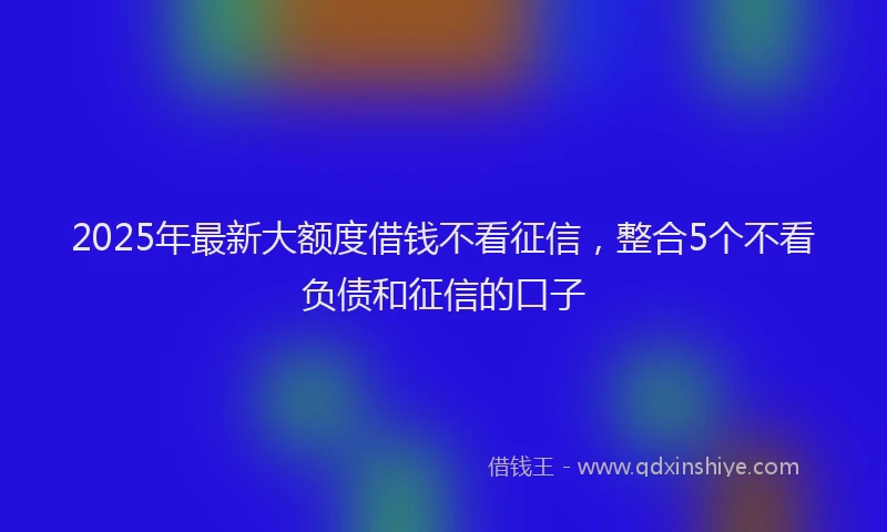 2025年最新大额度借钱不看征信，整合5个不看负债和征信的口子