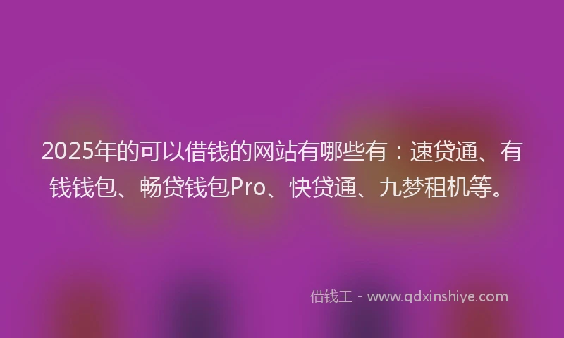 2025年的可以借钱的网站有哪些有：速贷通、有钱钱包、畅贷钱包Pro、快贷通、九梦租机等。