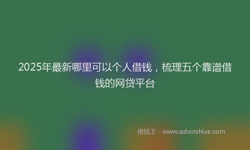 2025年最新哪里可以个人借钱，梳理五个靠谱借钱的网贷平台