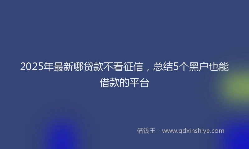 2025年最新哪贷款不看征信，总结5个黑户也能借款的平台