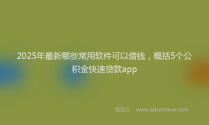 2025年最新哪些常用软件可以借钱，概括5个公积金快速贷款app