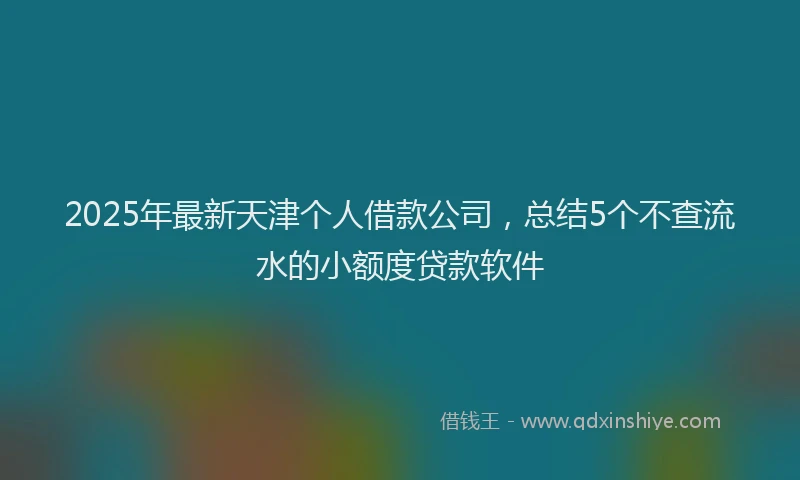 2025年最新天津个人借款公司，总结5个不查流水的小额度贷款软件