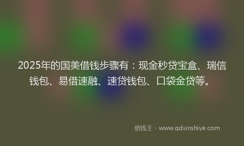 2025年的国美借钱步骤有：现金秒贷宝盒、瑞信钱包、易借速融、速贷钱包、口袋金贷等。