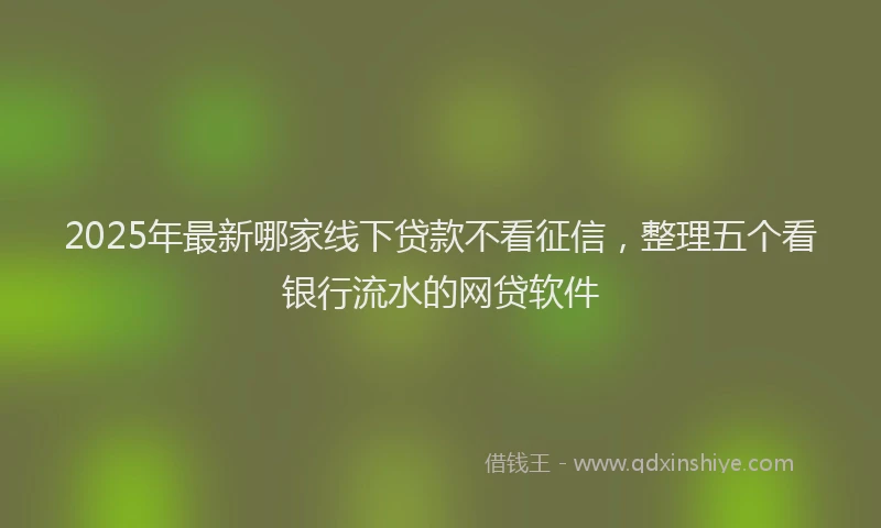2025年最新哪家线下贷款不看征信，整理五个看银行流水的网贷软件