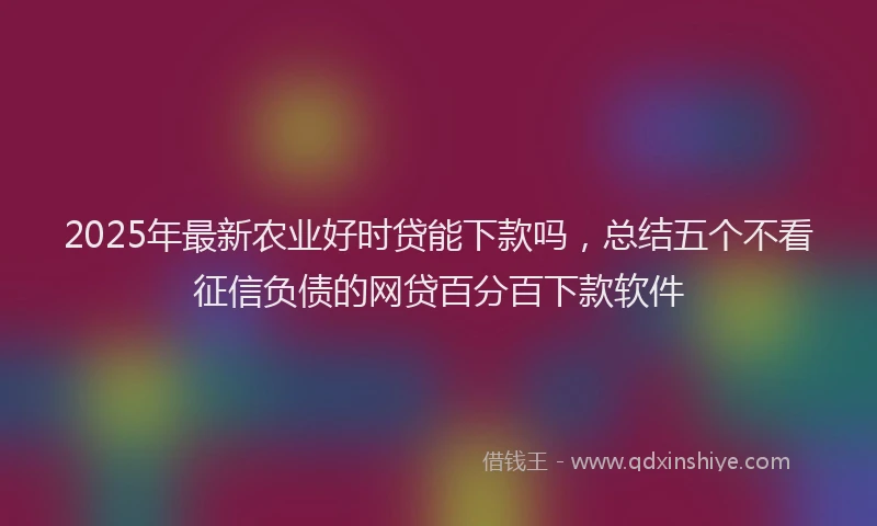 2025年最新农业好时贷能下款吗，总结五个不看征信负债的网贷百分百下款软件