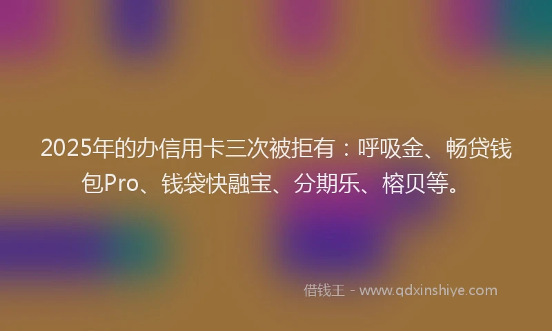 2025年的办信用卡三次被拒有：呼吸金、畅贷钱包Pro、钱袋快融宝、分期乐、榕贝等。