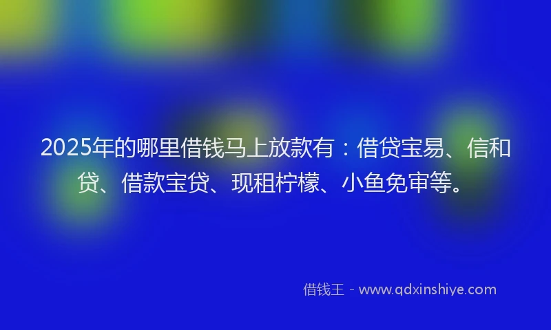 2025年的哪里借钱马上放款有：借贷宝易、信和贷、借款宝贷、现租柠檬、小鱼免审等。