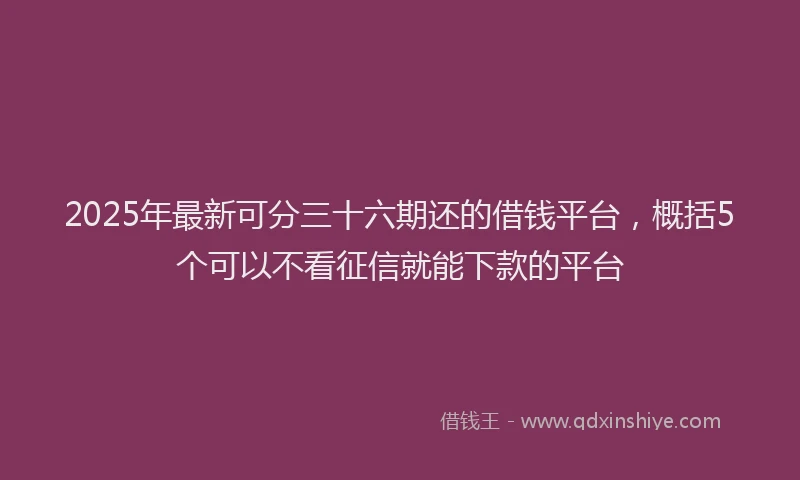 2025年最新可分三十六期还的借钱平台，概括5个可以不看征信就能下款的平台
