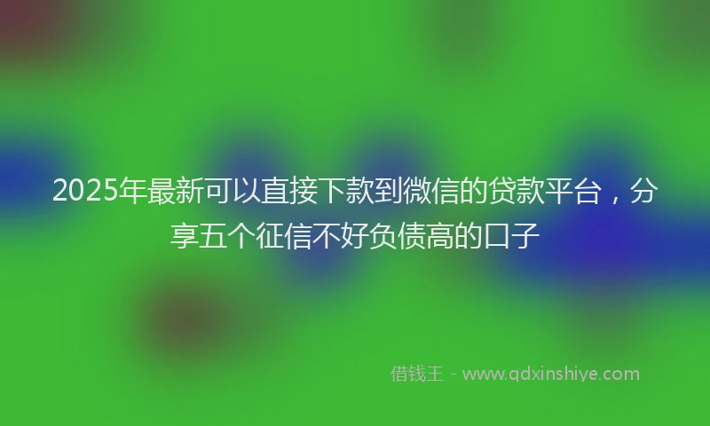 2025年最新可以直接下款到微信的贷款平台，分享五个征信不好负债高的口子