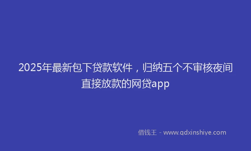2025年最新包下贷款软件，归纳五个不审核夜间直接放款的网贷app