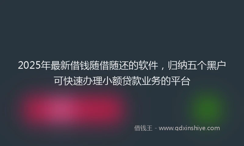2025年最新借钱随借随还的软件，归纳五个黑户可快速办理小额贷款业务的平台