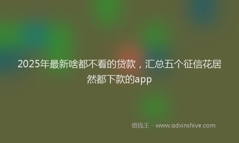2025年最新啥都不看的贷款，汇总五个征信花居然都下款的app